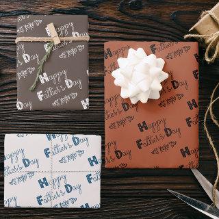 Father's Day Doodle Typography Terracotta Set of 3  Sheets