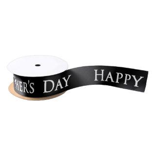 Father's Day "Happy Father's Day" in White on Blk Satin Ribbon