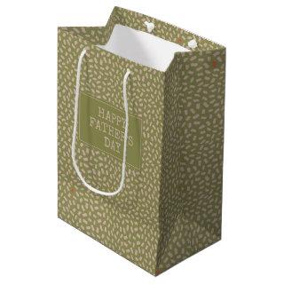 Father's Day Modern Trendy Beige and Olive Green Medium Gift Bag
