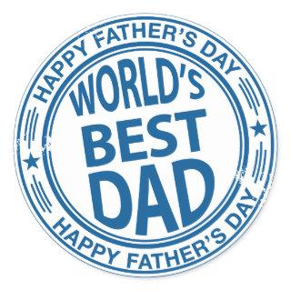 Father's day rubber stamp effect classic round sticker