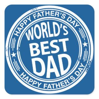 Father's day rubber stamp effect -white- square sticker