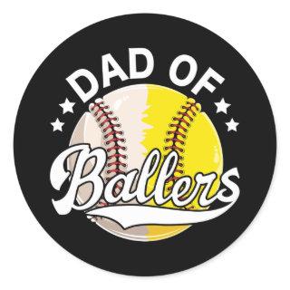 Father's Day Softball Baseball Lovers Funny Dad Classic Round Sticker