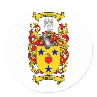 FAULKNER FAMILY CREST -  FAULKNER COAT OF ARMS CLASSIC ROUND STICKER