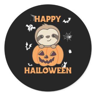 Fault In Pumpkin Sweet Sloths To Halloween Classic Round Sticker