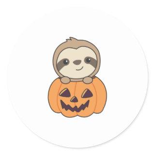 Fault In Pumpkin Sweet Sloths To Halloween Classic Round Sticker