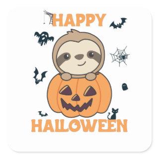 Fault In Pumpkin Sweet Sloths To Halloween Square Sticker