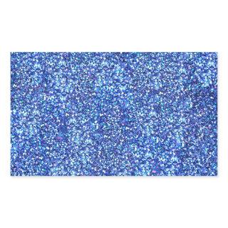 Faux Blue Glitter Blank Template Glamorous Classic Rectangular Sticker