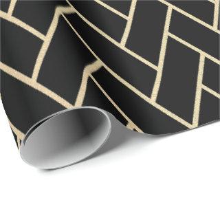 Faux Foxier Gold Black Bricks  Zig Zag Geometry