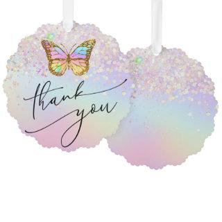 faux glitter butterfly thank you ornament card