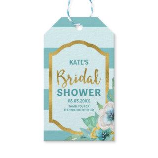 Faux Gold and Mint Floral Bridal Shower Gift Tags