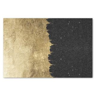 Faux Gold & Black Starry Night Brushstrokes Tissue Paper