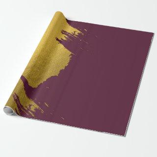 Faux Gold Brushstrokes with Burgundy Background