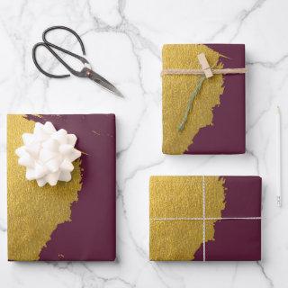 Faux Gold Brushstrokes with Burgundy Background  Sheets