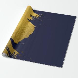 Faux Gold Brushstrokes with Navy Blue Background