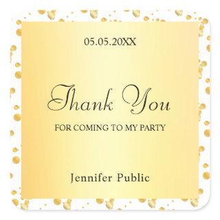 Faux Gold Confetti Thank You Script Template Square Sticker