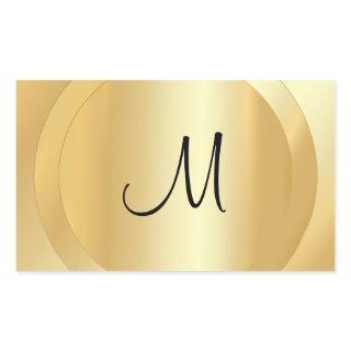 Faux Gold Custom Hand Script Monogram Template Rectangular Sticker