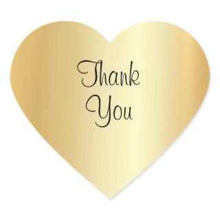 Faux Gold Elegant Handwriting Script Thank You Heart Sticker