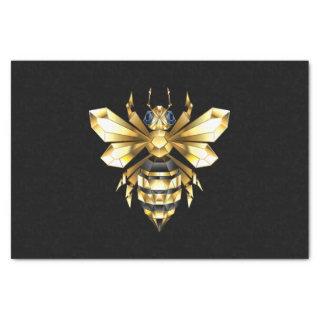 Faux Gold Foil Logo Bee Polygonal on Black Tissue Paper
