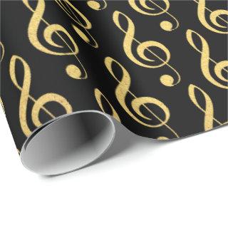 Faux Gold Foil Treble Clef Musical