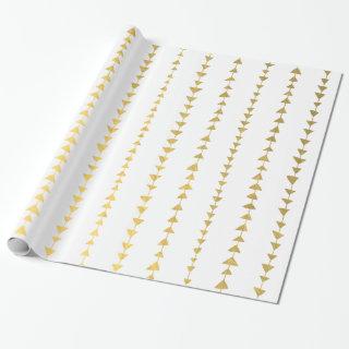 Faux Gold Foil White Arrows Pattern