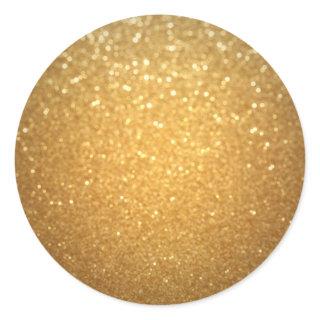 Faux Gold Glitter Blank Template Glamour Golden Classic Round Sticker