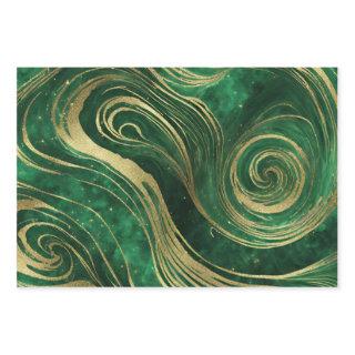 Faux Gold Glitter Green Marble Swirls AI Art   Sheets