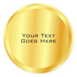 Faux Gold Metallic Look Custom Template Classic Round Sticker