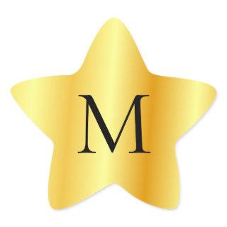 Faux Gold Modern Elegant Monogram Template Star Sticker