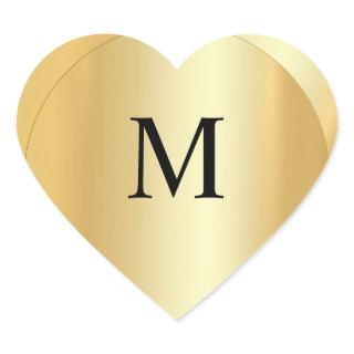 Faux Gold Monogram Custom Elegant Template Heart Sticker