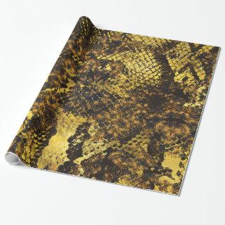 Faux gold snake skin texture on dark marble