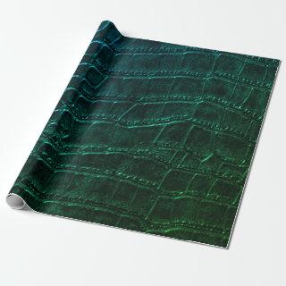 Faux Green Alligator Crocodile Leather Print