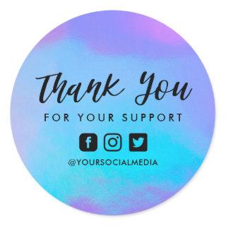 Faux Holographic Custom Business Thank You Classic Round Sticker