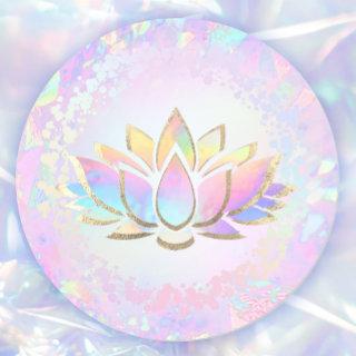 faux holographic lotus flower classic round sticker