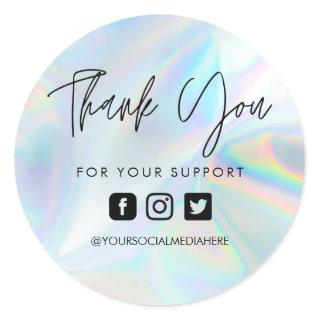 Faux Holographic Thank You Business Classic Round Sticker