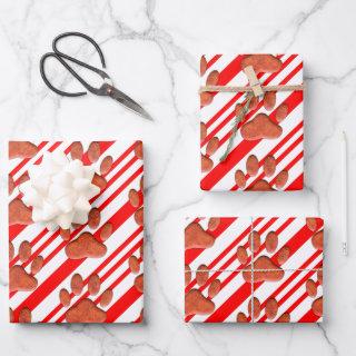 Faux Leather Dog Pawprint Candy Cane  Sheets