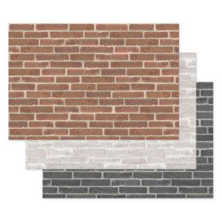Faux Old Brown Black White Brick Wall  Sheets
