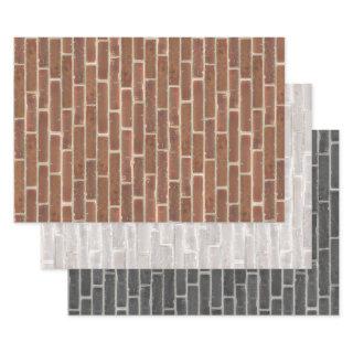 Faux Old Brown Black White Brick Wall  Sheets