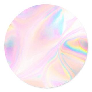 Faux Pink Holographic Custom Trendy  Classic Round Sticker