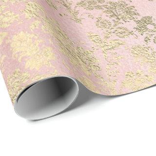 Faux Royal Gold Floral Powder Floral Pearly Pink