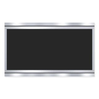 Faux Silver Black Add Text Custom Blank Template Rectangular Sticker
