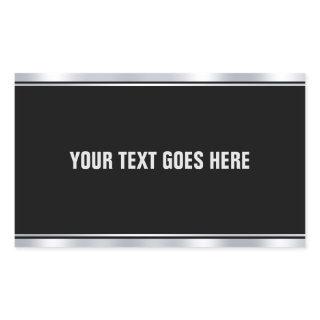 Faux Silver Black Add Your Text Template Custom Rectangular Sticker