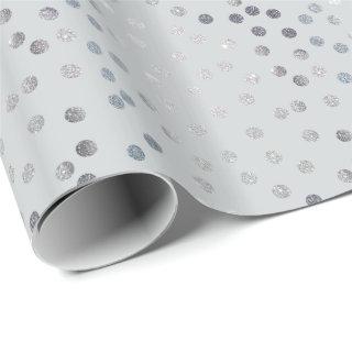 Faux Silver Glitter Dots on Gray