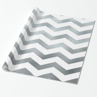 Faux Silver Grey White Foil Chevron Zig Zag