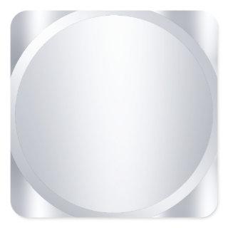 Faux Silver Metallic Look Blank Template Trendy Square Sticker