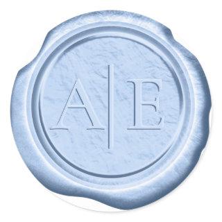 Faux Wax Wedding Initials Windsor Blu ID956 Classic Round Sticker