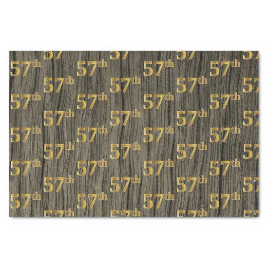 Faux Wood, Faux Gold 57th (Fifty-Seventh) Event Tissue Paper