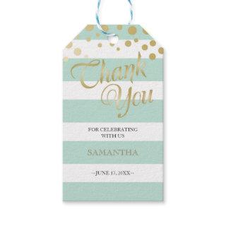 Favor Gift Tag Mint Green Faux Gold