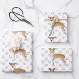 Fawn And White Italian Greyhound Dogs With Paws  Sheets