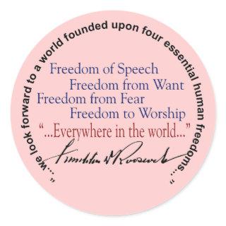 FDR Four Freedoms Tribute Classic Round Sticker