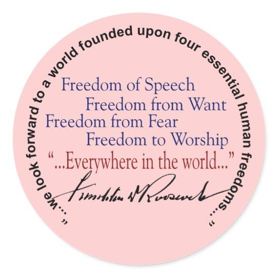 FDR Four Freedoms Tribute Classic Round Sticker